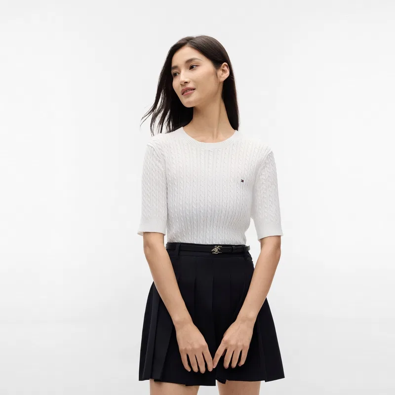 Женский свитер с круглым вырезом Tommy Hilfiger, White YBL — фото 2