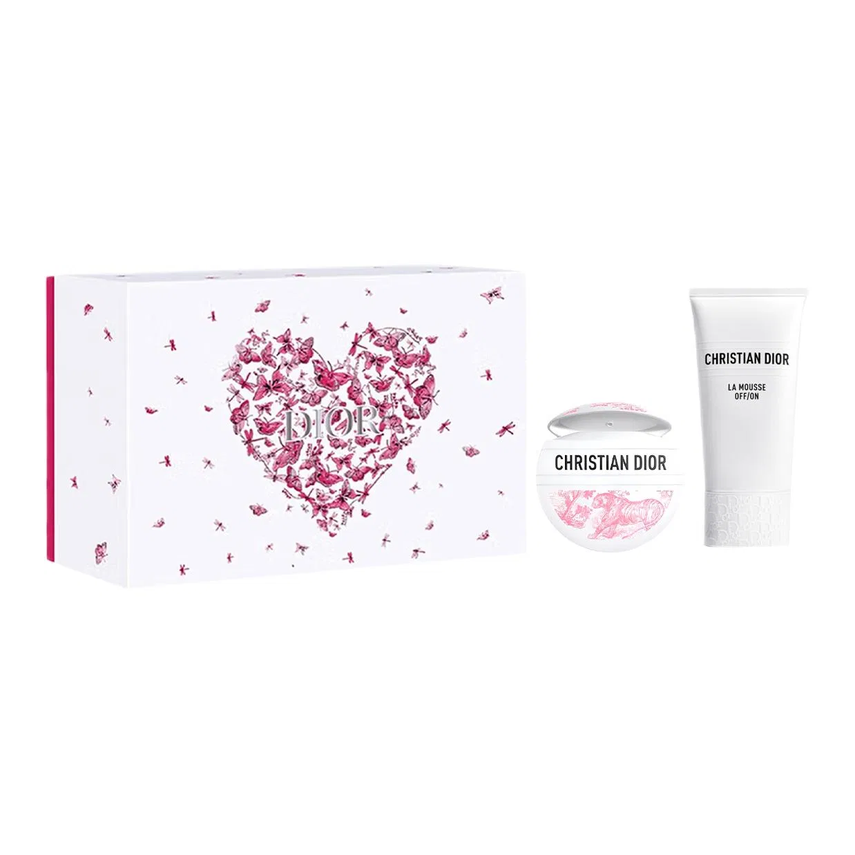 Набор для ухода за кожей с кремом и очищающим средством, Limited Monogram Cream 50ml + Water Lily Cleanser 150ml, DIOR, Pink Butterfly Box