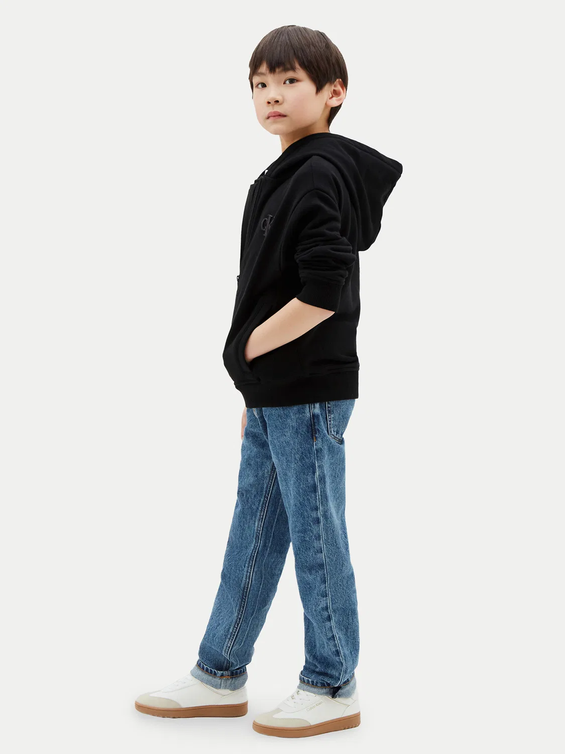 Толстовка стандартного кроя для мальчика Monogram Flock Zipthru Calvin Klein, черный — фото 4