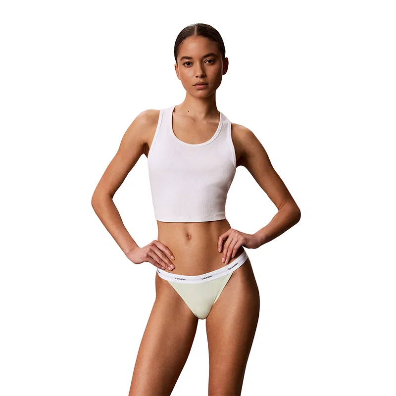 Женские трусы-слипы с принтом, комплект из 3 штук, Calvin Klein, Navy Blue/Light Linen White/Ice Mint Green — фото 3