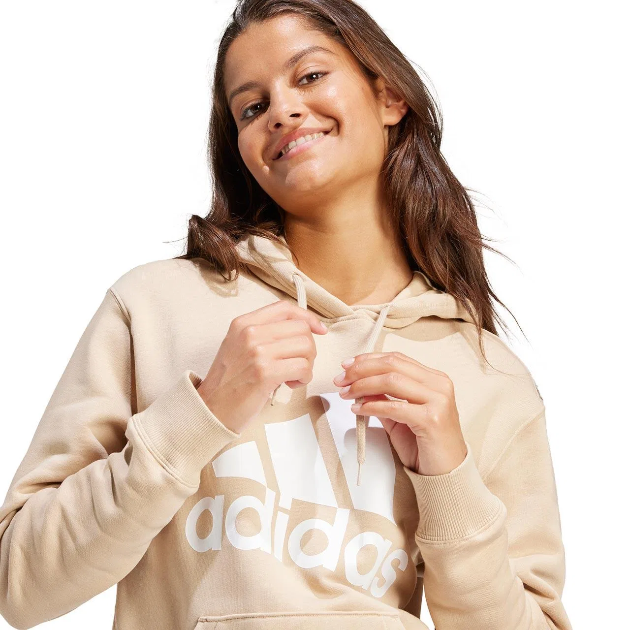 Женское худи с принтом adidas Essentials Big Logo Hoodie Adidas, Beige Weiß Beige — фото 4