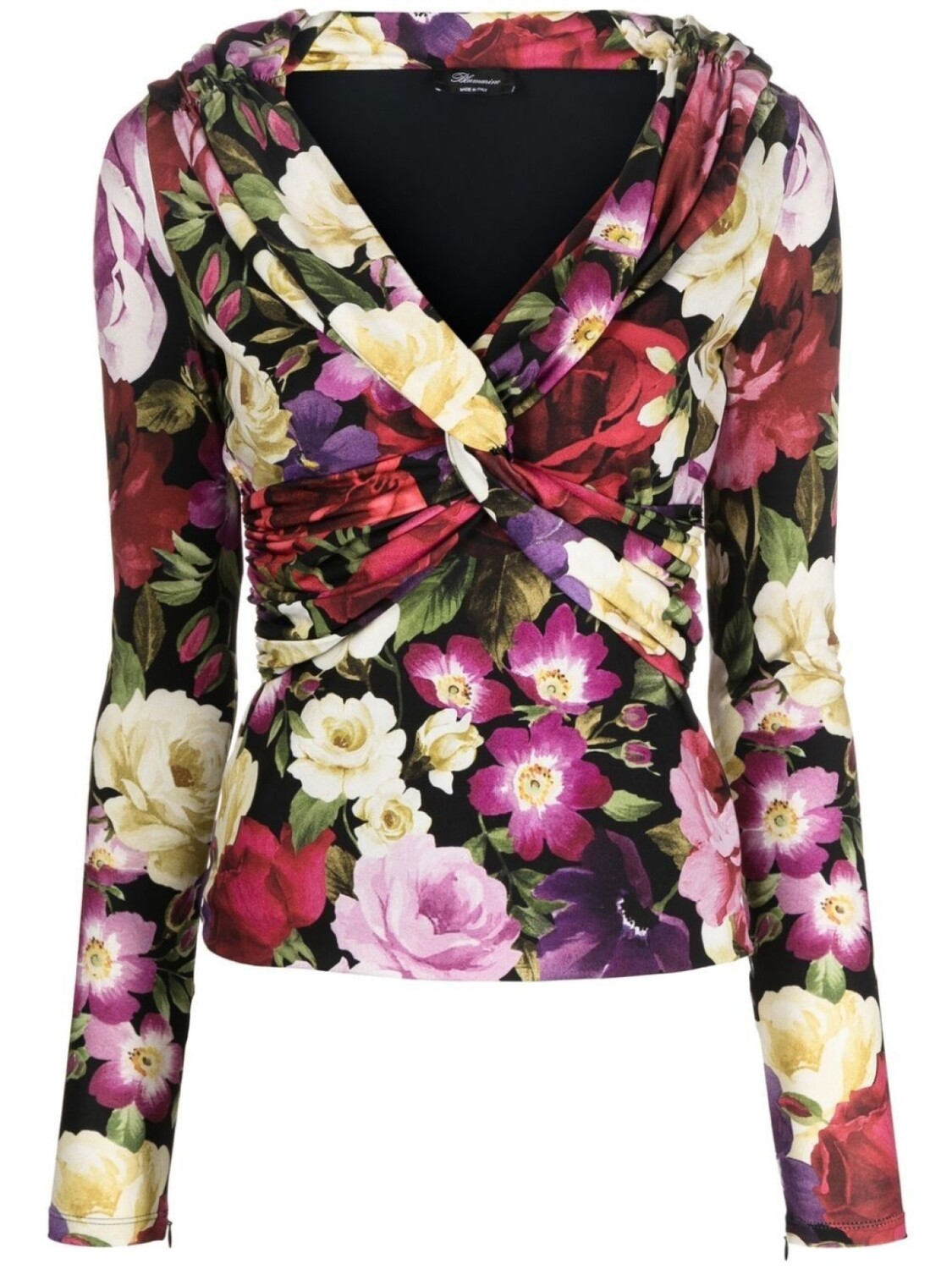 

Топ с цветочным принтом Blumarine, черный