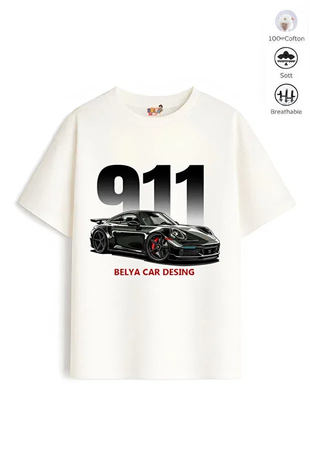 Детская футболка для мальчиков оверсайз Car Design Belya Kids Wear, White