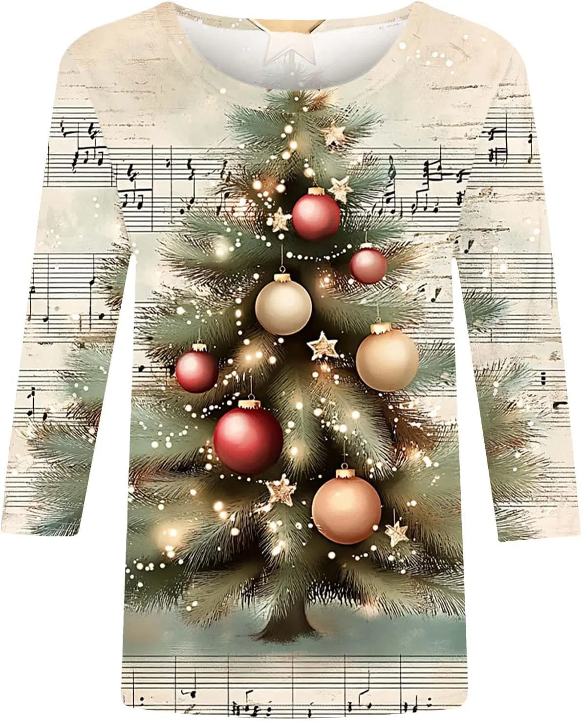 Женская футболка с рождественским принтом Glitter Xmas Tree Snow, Multicolor — фото 3