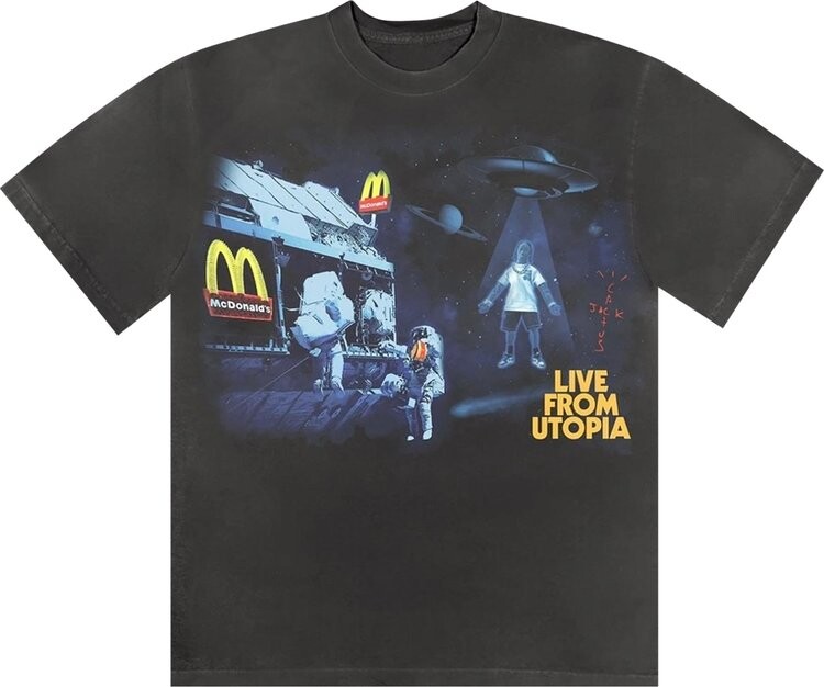 

Футболка Cactus Jack by Travis Scott x McDonald's Live From Utopia T-Shirt 'Black', черный
