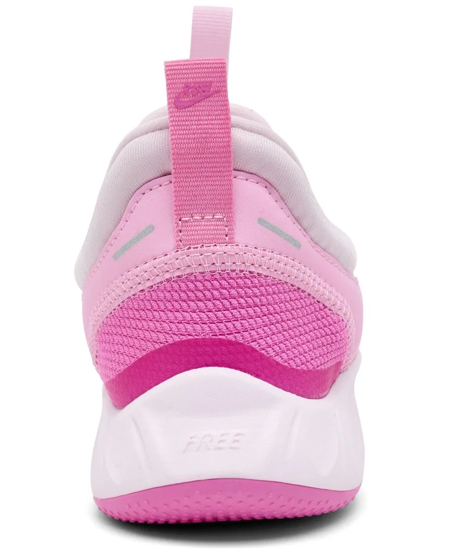 Детские кроссовки с эластичными шнурками Free Ride Elastic Lace Nike, Pink Rise White — фото 4