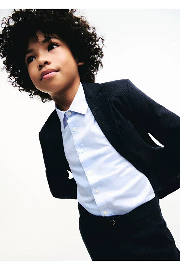 Детский блейзер для девочек хлопковый Mango Kids, Navy Blue — фото 3