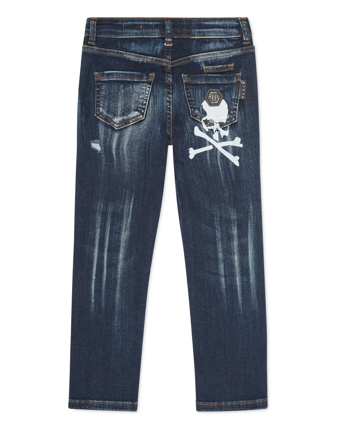 Детские джинсы прямого кроя с принтом Skull&Bones PHILIPP PLEIN, Bluesplash — фото 2