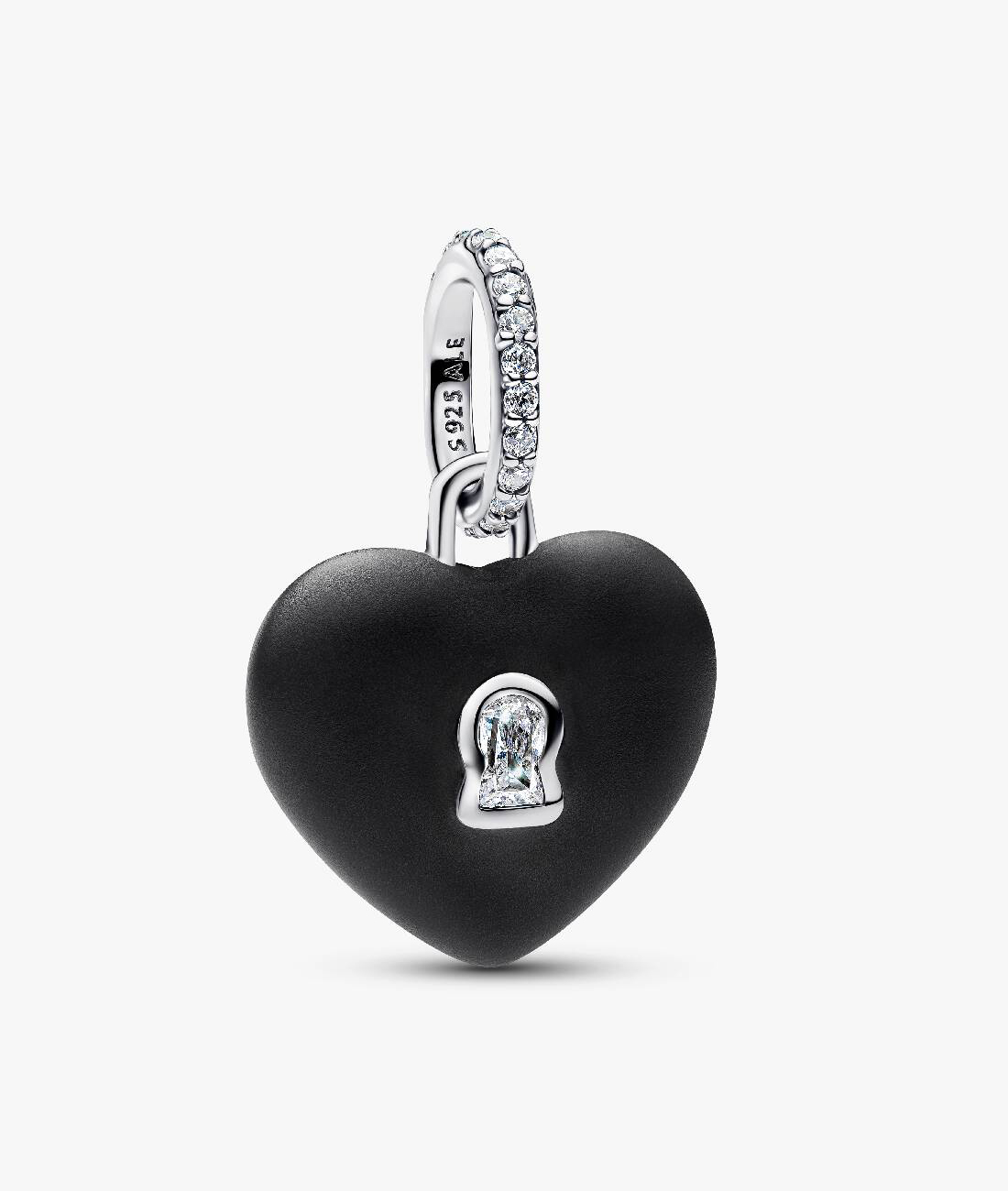 

Шарм Pandora Ceramic Heart Padlock Dangle, серебро/матовый черный