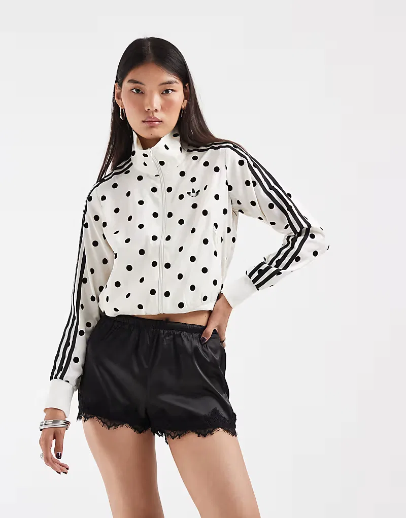 Куртка спортивная Firebird атласная Adidas Originals, белый горошек — фото 4
