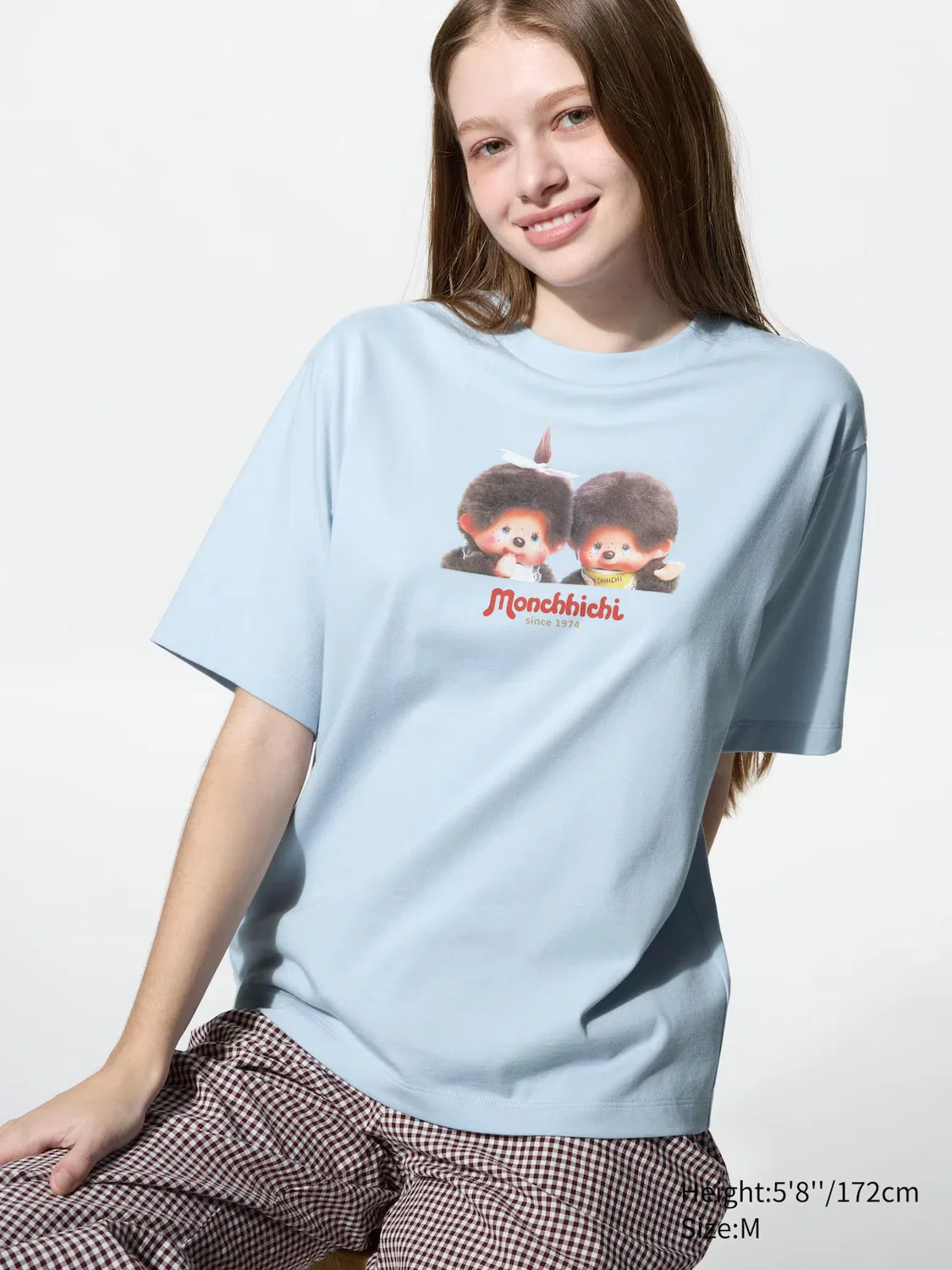 Футболка Monchhichi ut Uniqlo, с графическим принтом, светло-голубой