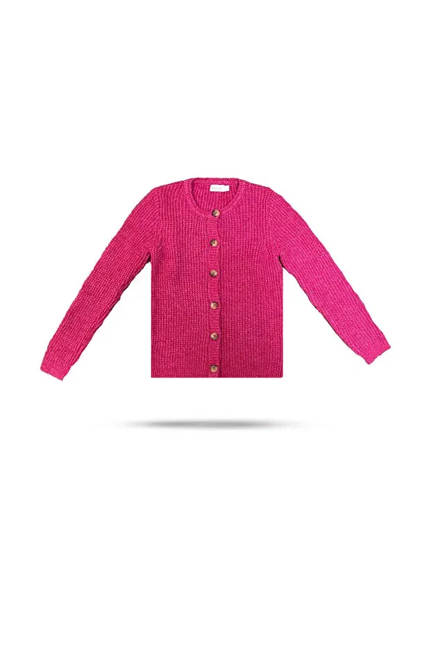 Детский вязаное кардиган для девочек на пуговицах Basics Pampino, Pink — фото 2