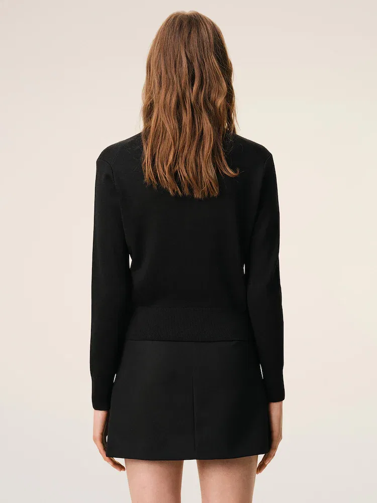 Кардиган женский с контрастным сердечком Ami de Coeur AMI PARIS, Black — фото 4