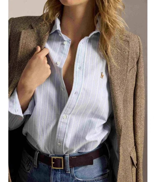 Женская рубашка свободного кроя Polo Ralph Lauren, Azzurro — фото 4