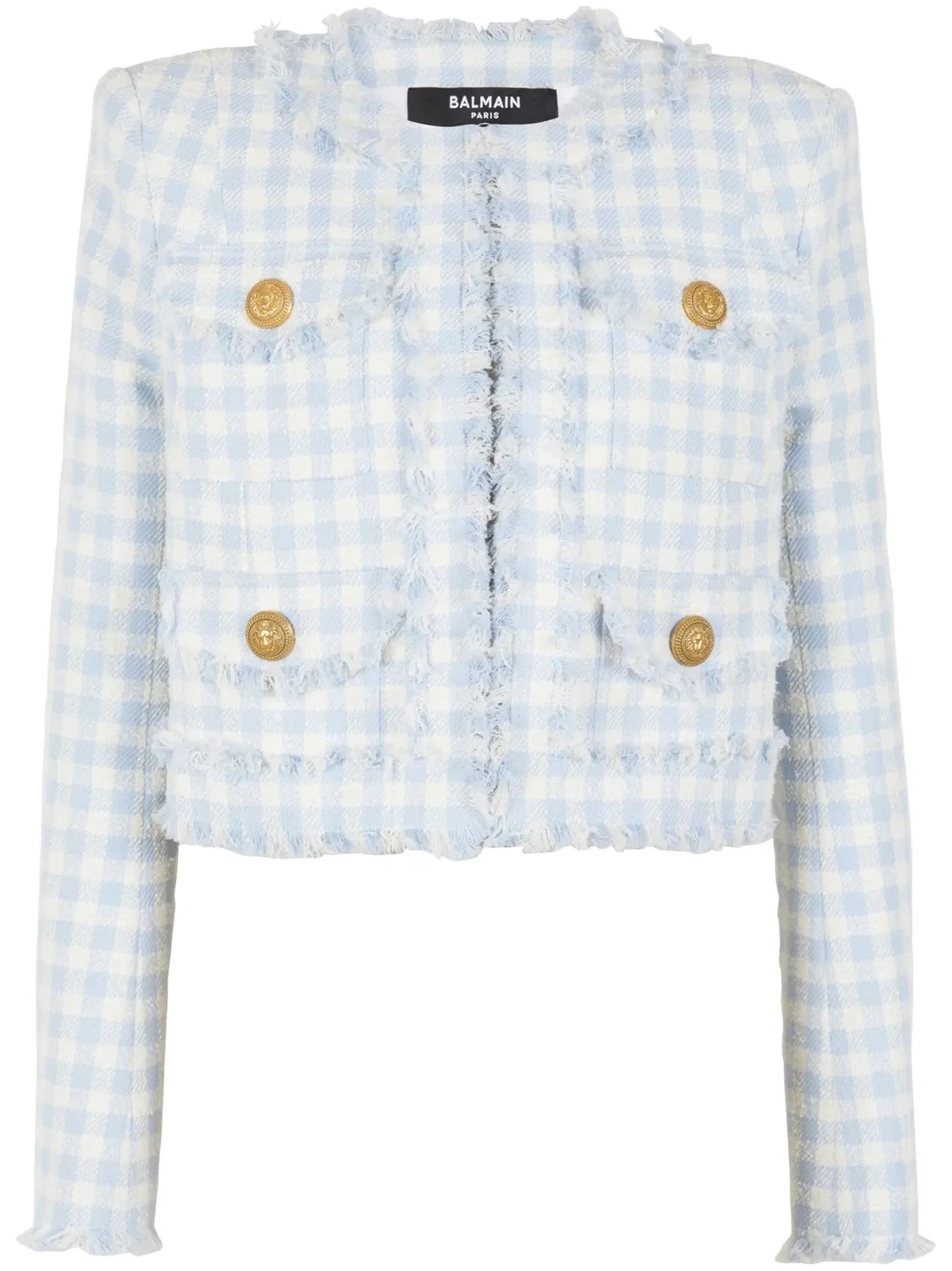 Куртка из твида в клетку Balmain, синий