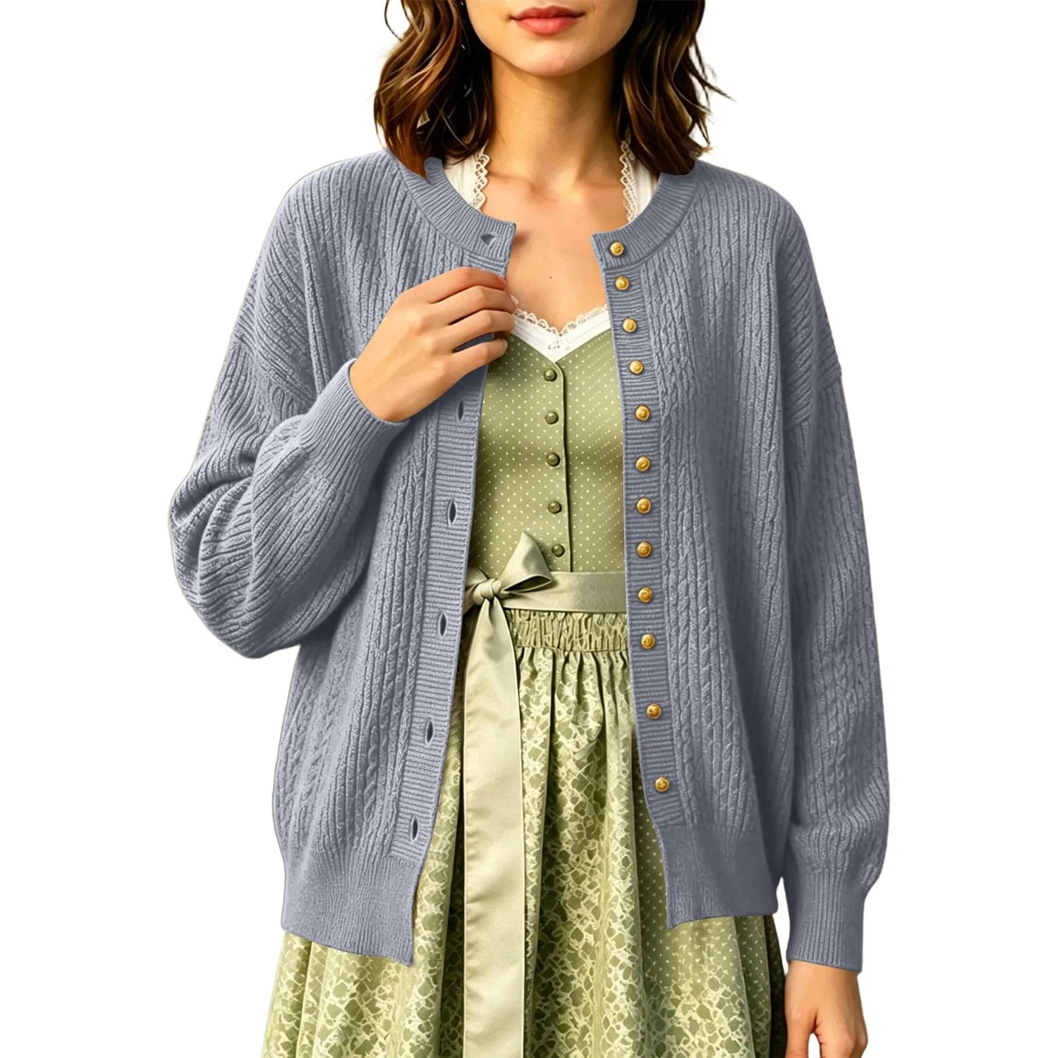 Женское легкое кардиган с кружевными вставками с коротким рукавом, 4-Grey
