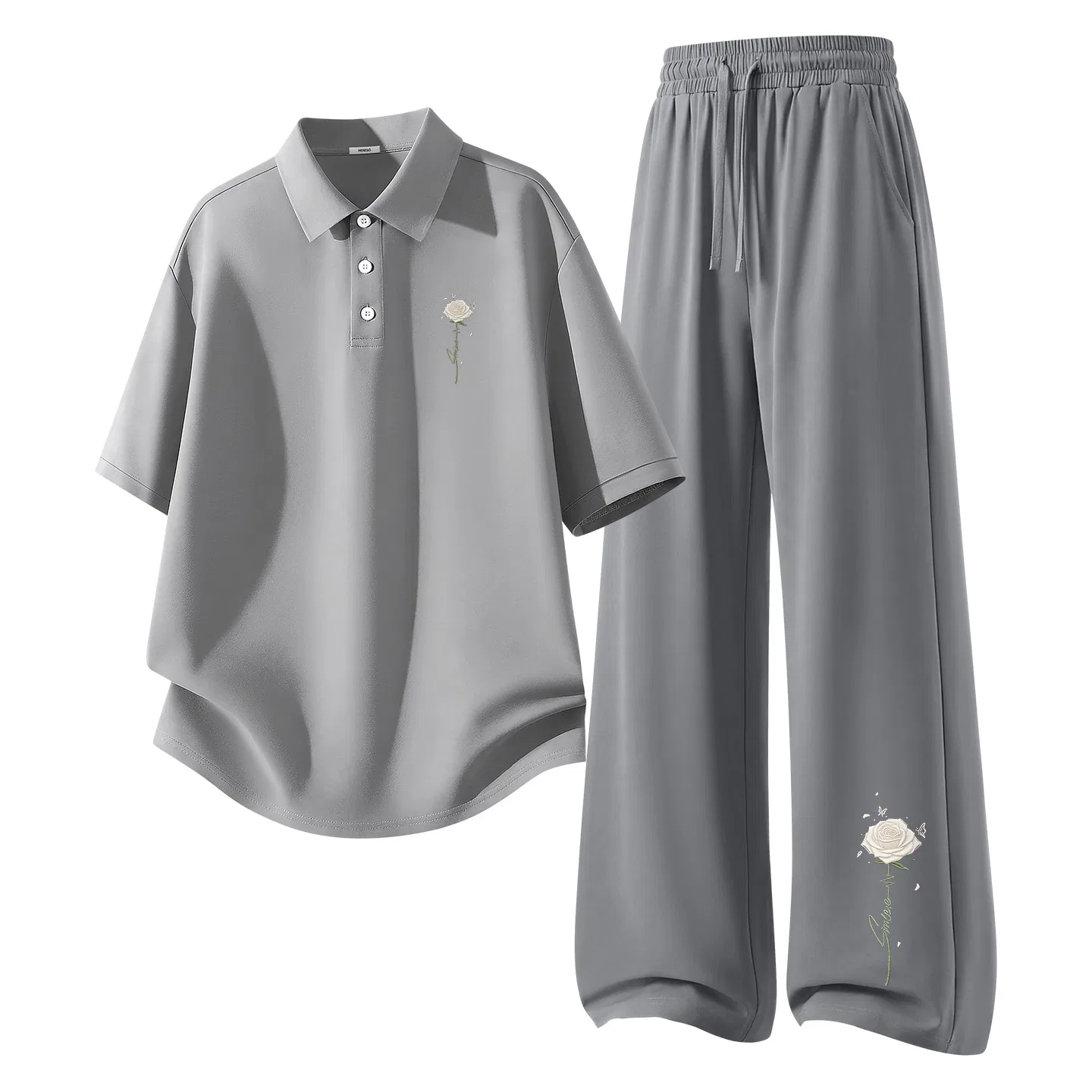 Детский комплект спортивной одежды с принтом Ma Hearty Rose MINISO, Light Gray + Dark Gray