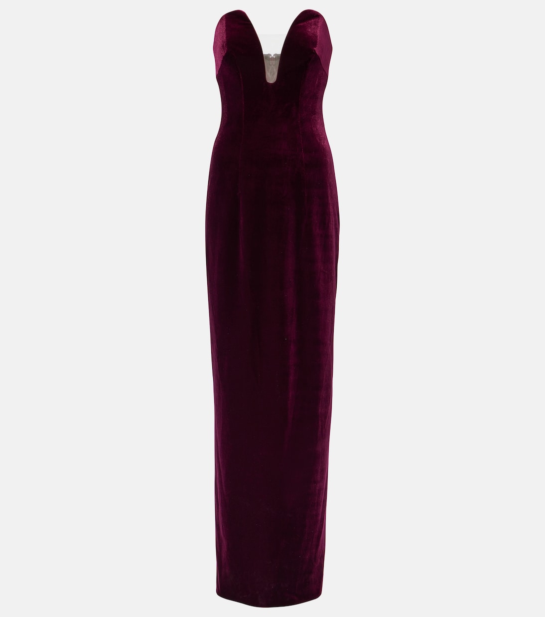 

Бархатное платье без бретелек Monique Lhuillier, Merlot