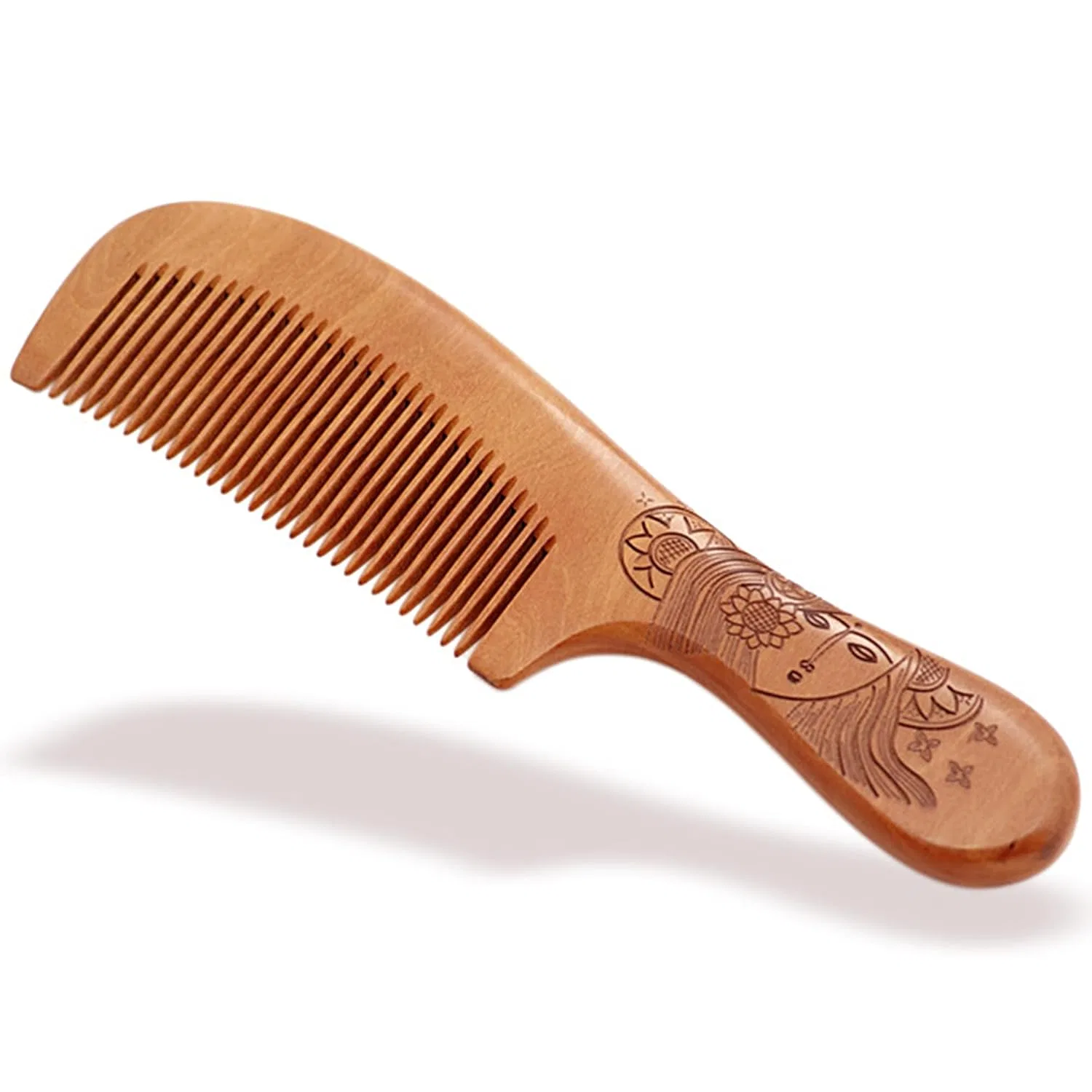 Деревянная расческа для волос и бороды, антистатическая Xflyp, Brown Handle Comb