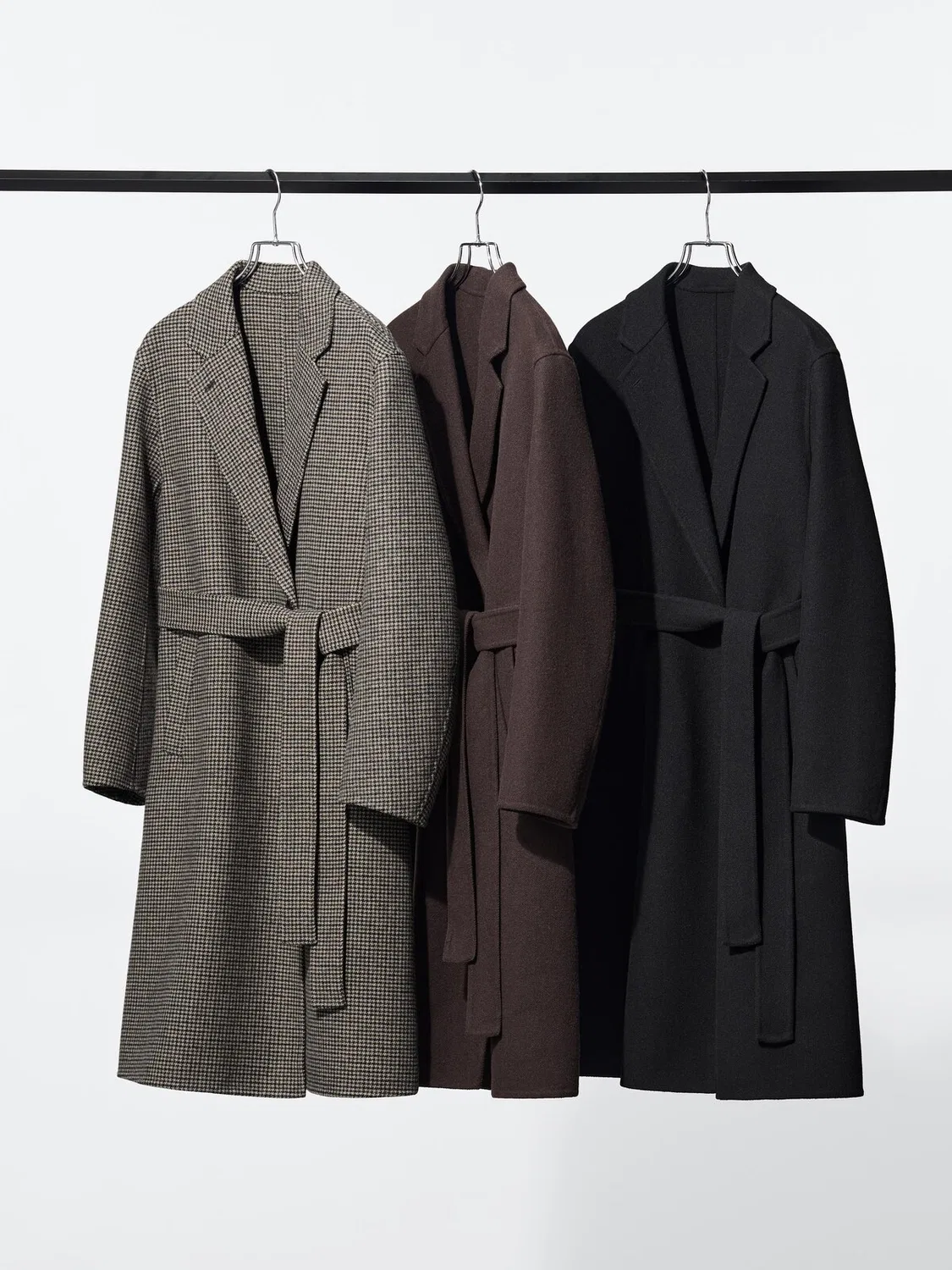 Длинное пальто Uniqlo, двустороннее свободное, черный — фото 4