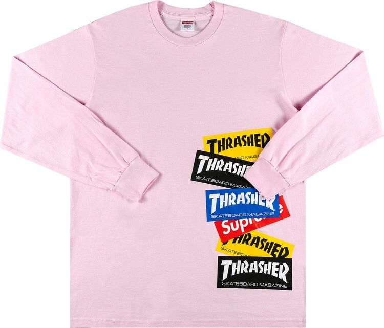 

Лонгслив Supreme x Thrasher Multi Logo Long-Sleeve Tee 'Light Pink', розовый