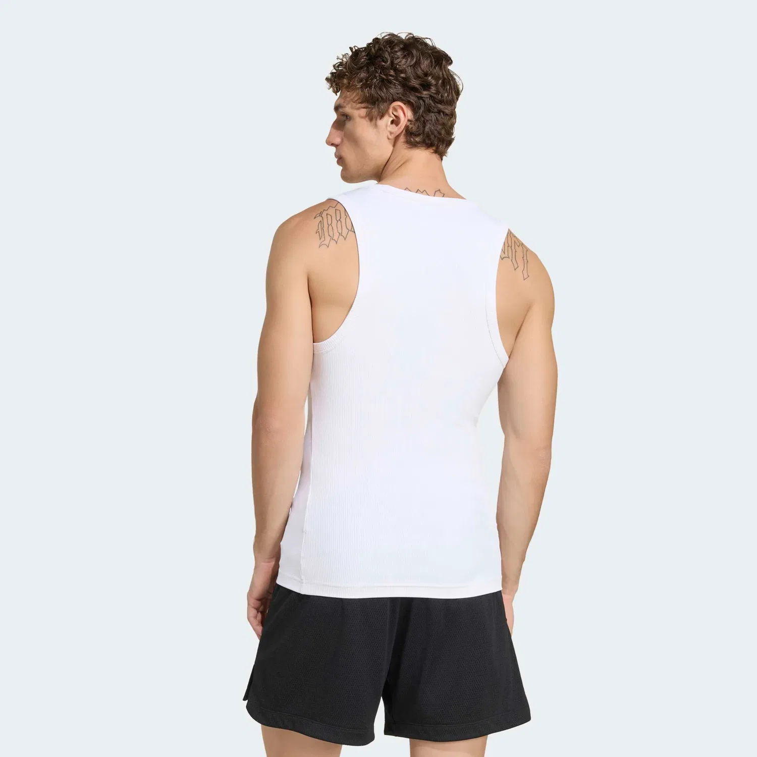Мужская топ-майка с ребристыми вставками PrimeLift Essentials Workout Rib Adidas Performance, White — фото 2