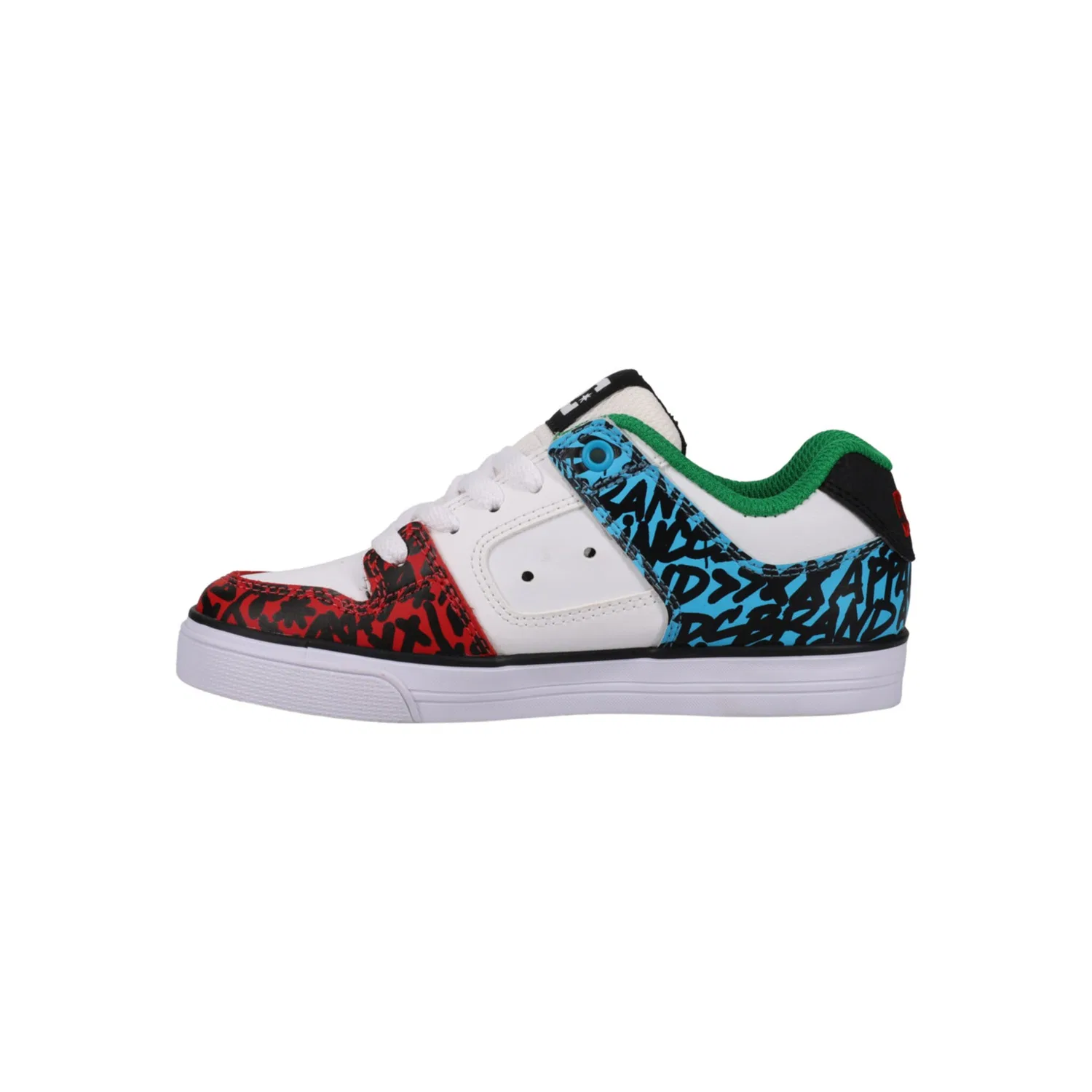 Детские кожаные кроссовки с подушкой Pill-Pattern DC Shoes, White/Blue/Red — фото 3