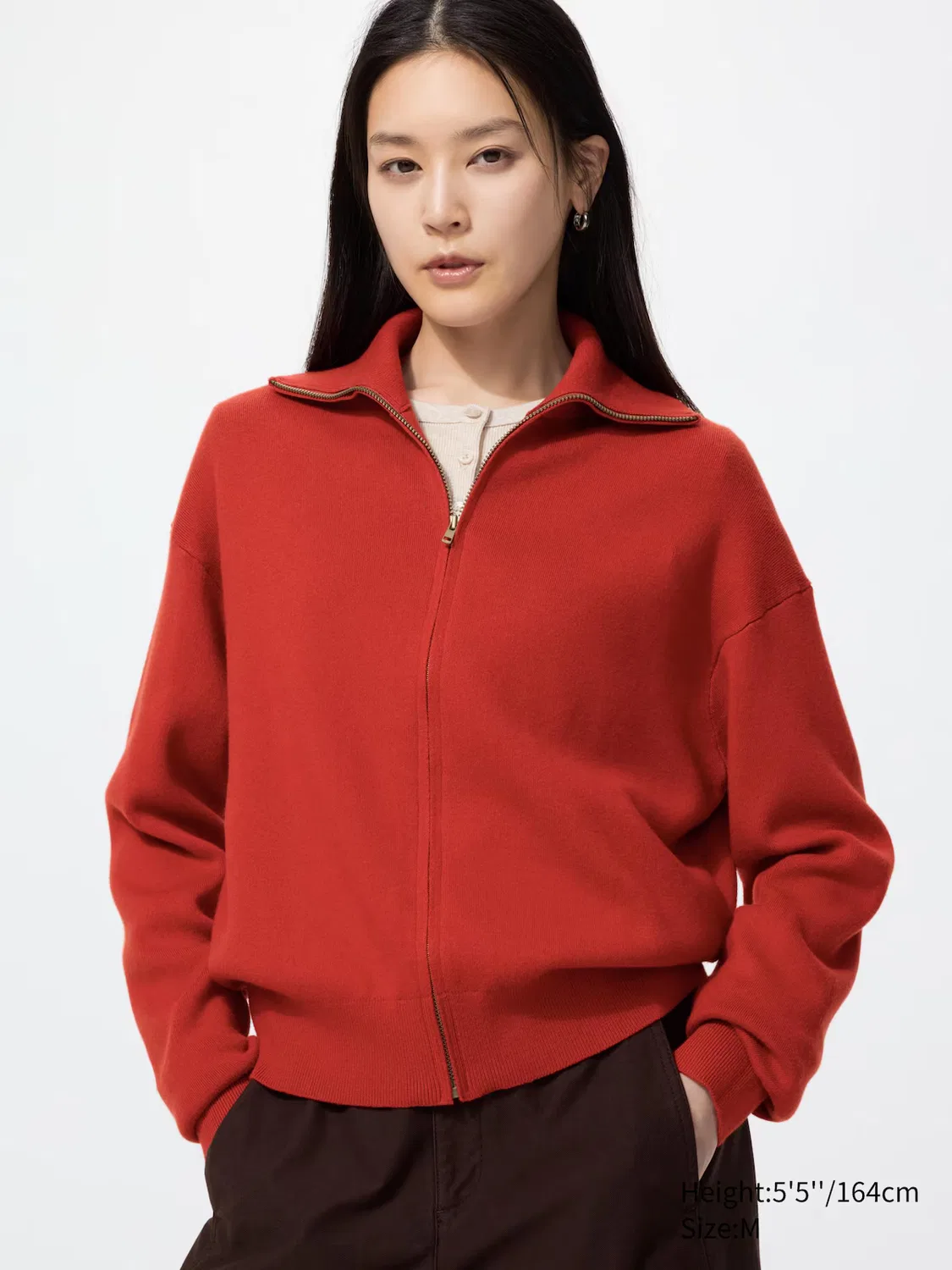 Кардиган Uniqlo, хлопковый, красный