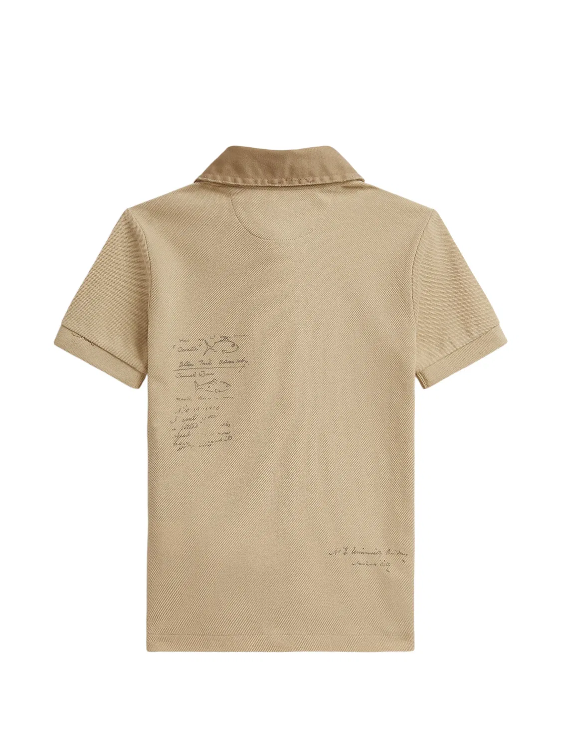 Рубашка поло из ткани пике с графичным принтом Polo Ralph Lauren Kids, нейтральные цвета — фото 2