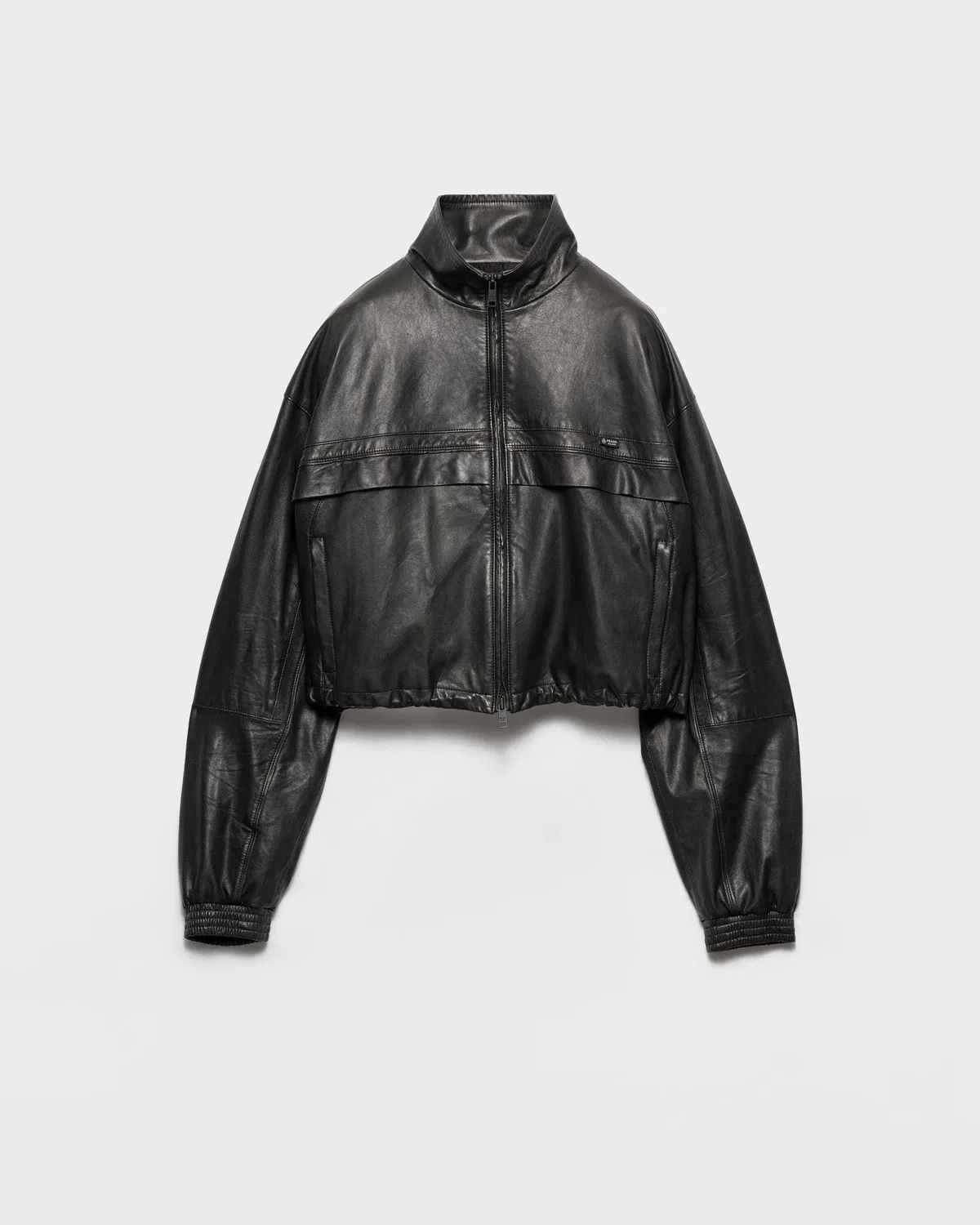 Куртка из наппы с воротником-стойкой Prada, черный