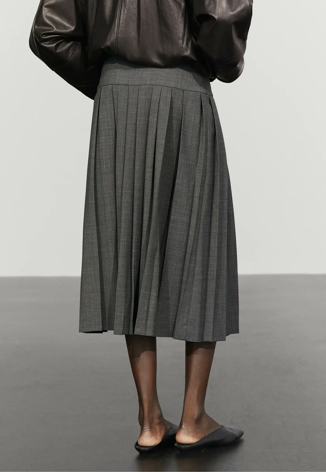 Плиссированная юбка Massimo Dutti, Dark Grey — фото 3