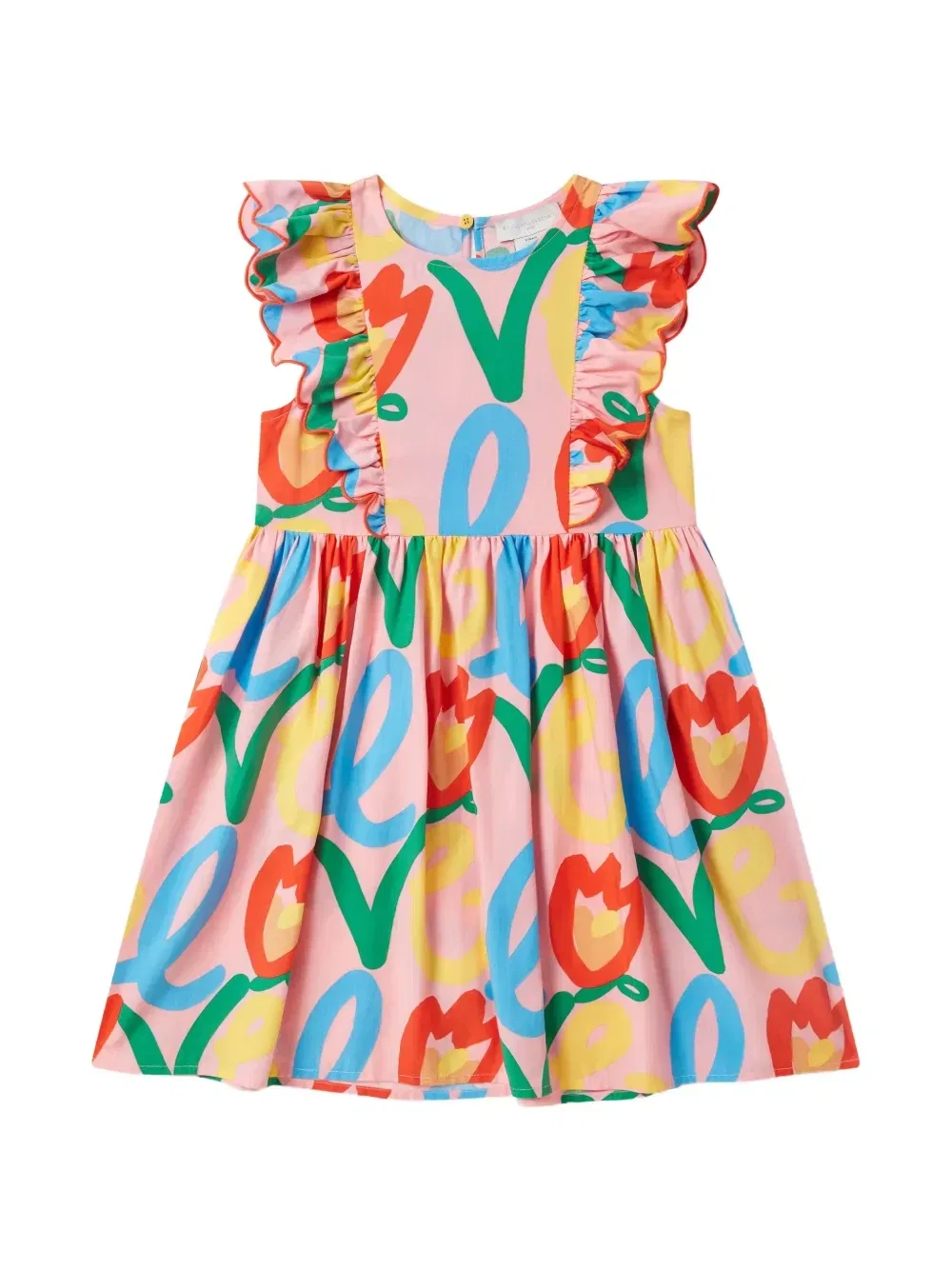Платье с оборками и принтом "любовь" Stella McCartney Kids, розовый