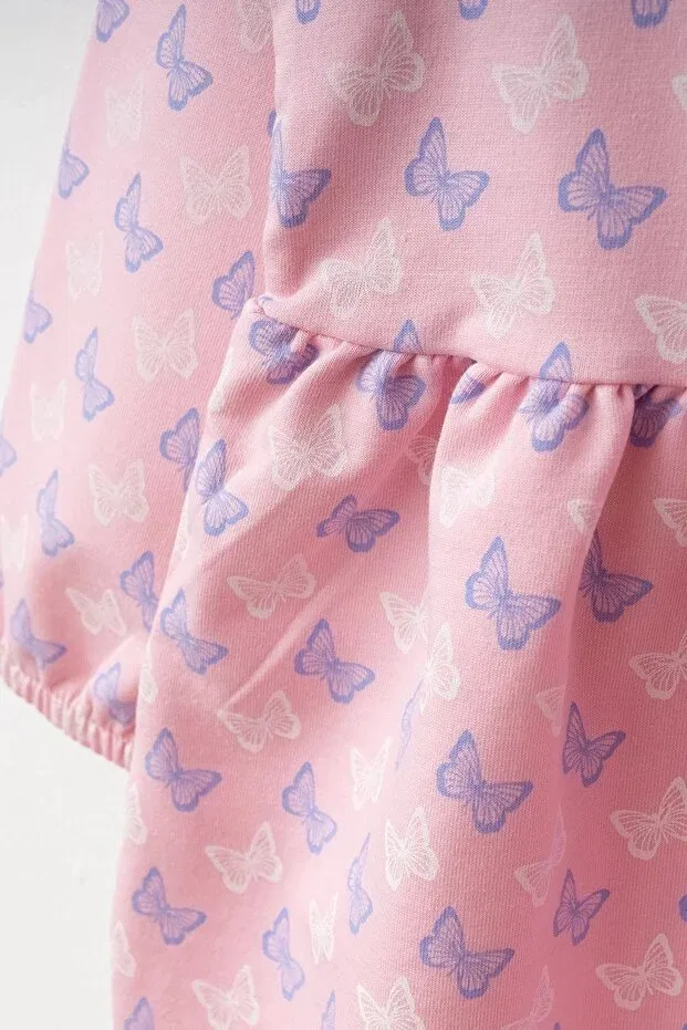 Детское платье для девочек с принтом Butterfly Print Dress My Hanne, Pink — фото 3