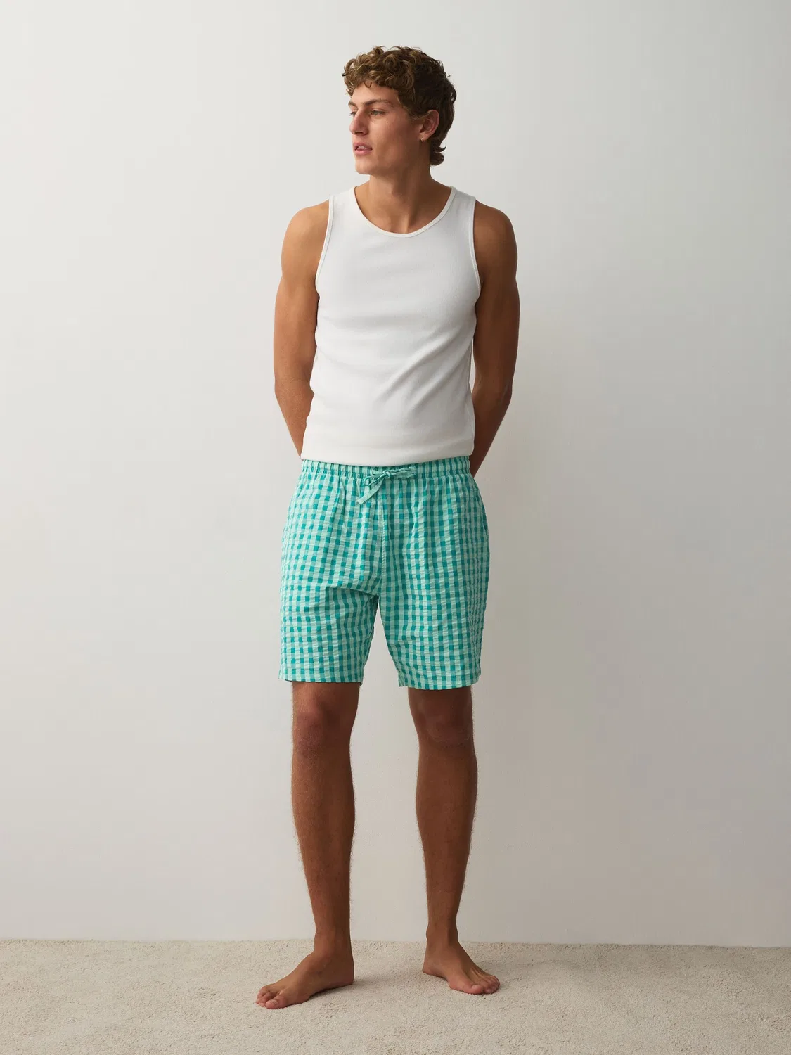 Пижамные шорты Woven Check 2 Pack Next, сине-зеленые — фото 2