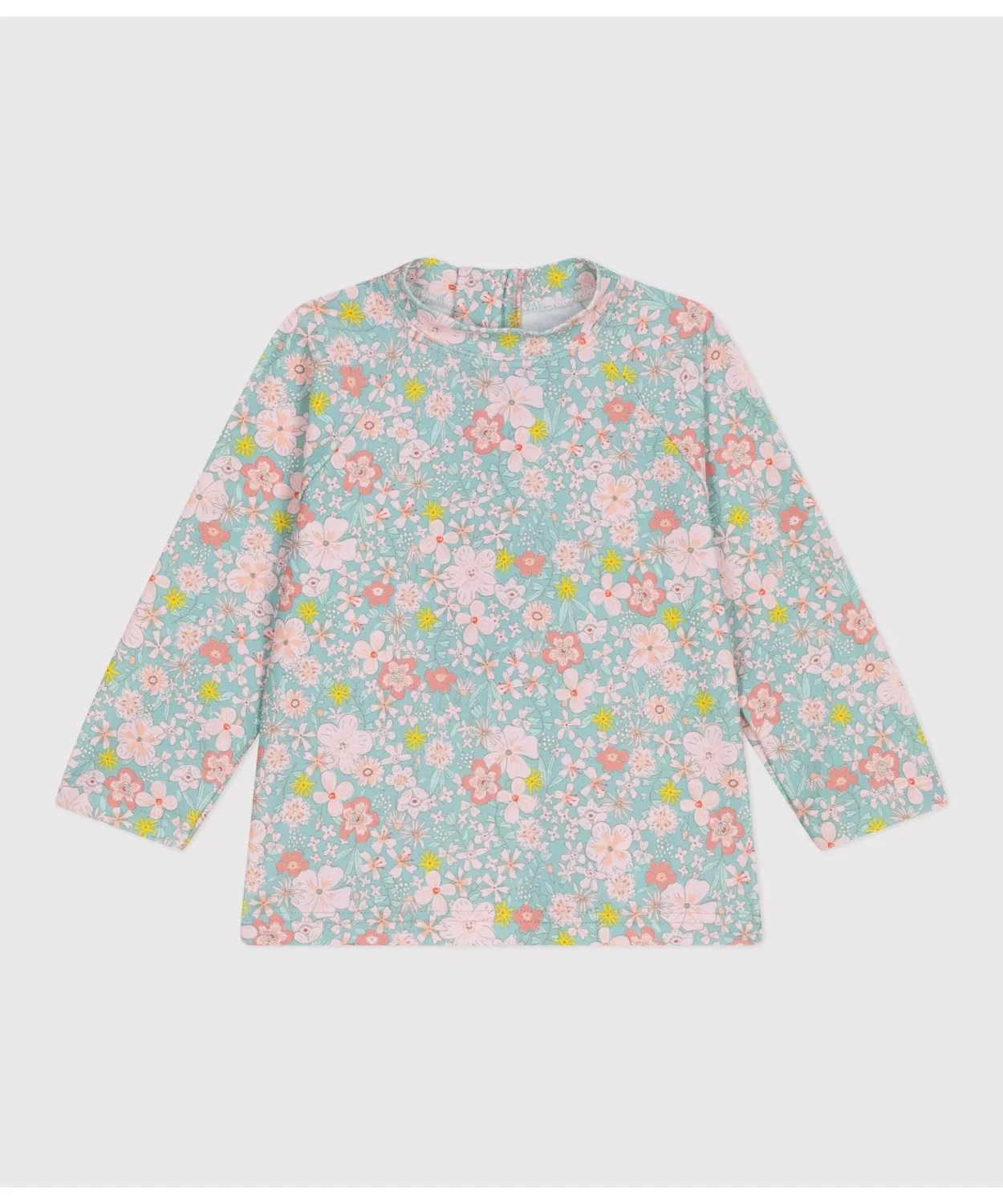 Детский рашгард с длинным рукавомс цветочным принтом PETIT BATEAU, Light Blue