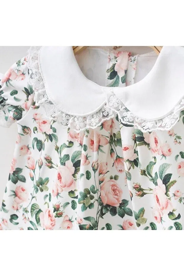 Детский комплект для новорожденных девочек с цветочным принтом Lina Dress Set Minimus, Ecru — фото 3