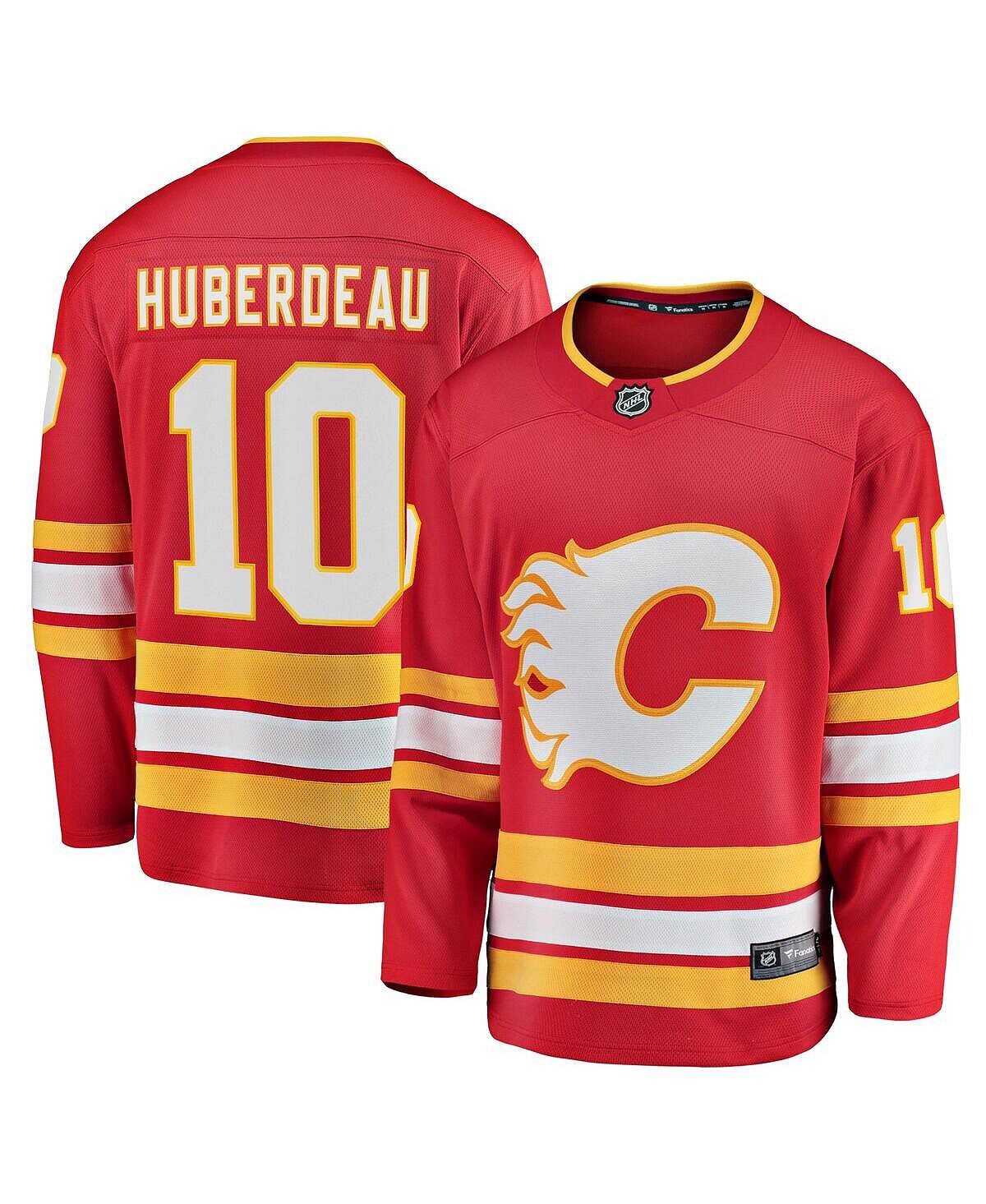 

Мужская фирменная футболка jonathan huberdeau red calgary flames home breakaway player Fanatics, красный