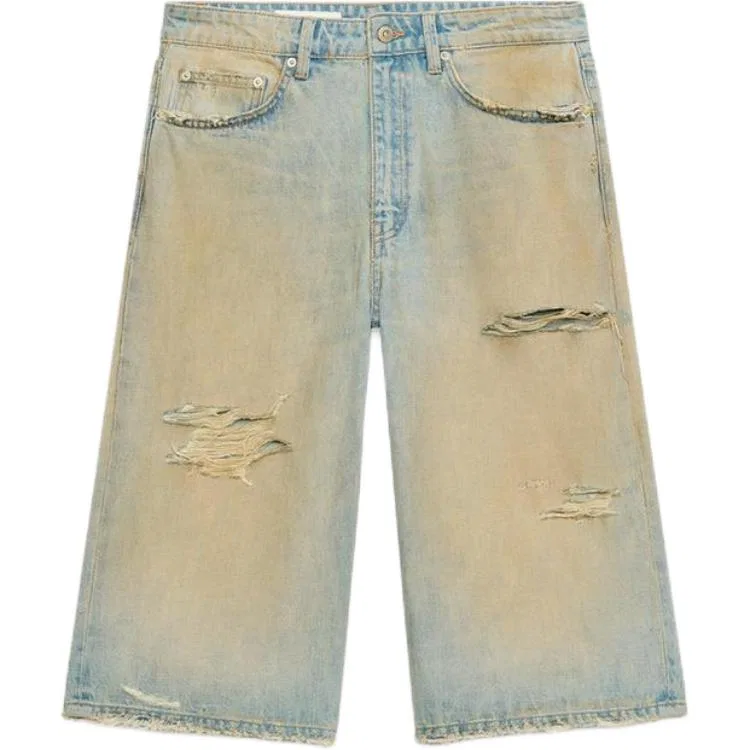 Женские джинсовые шорты с эффектом потертости, Washed Blue, ZARA