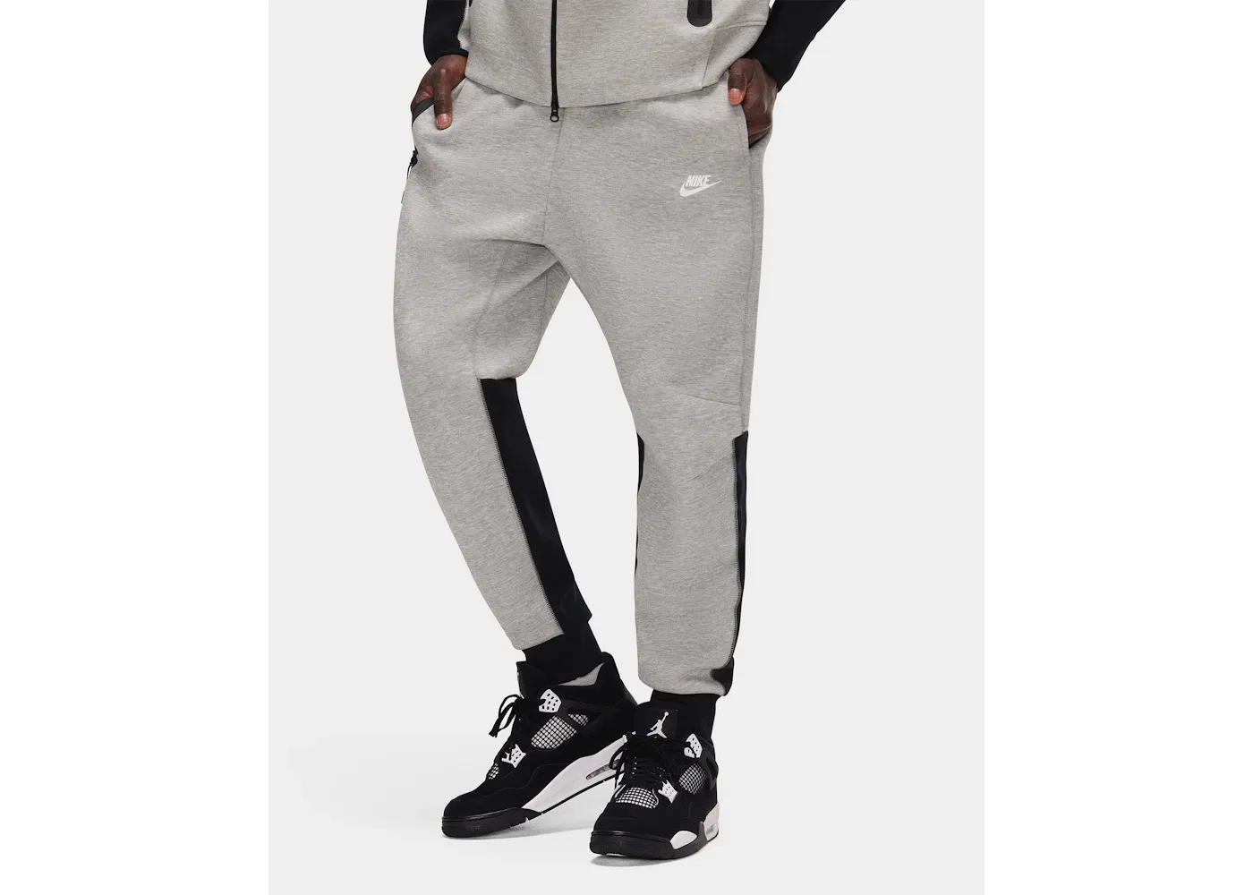 Мужские спортивные штаны из футера с зауженными штанинами Joggers Nike, Dark Grey Heather Black White — фото 3