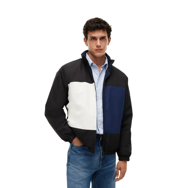 Детский пуховик с воротником-стойкой Tommy Hilfiger, Black Blue White Multicolor/Navy Blue BDS