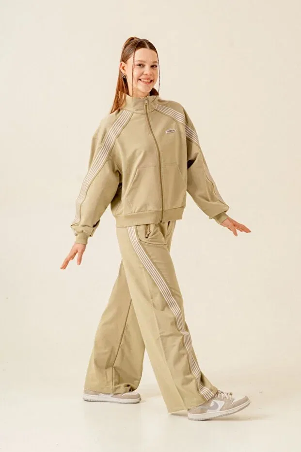 Детский спортивный костюм для девочек с принтом Hausekids, Khaki — фото 4