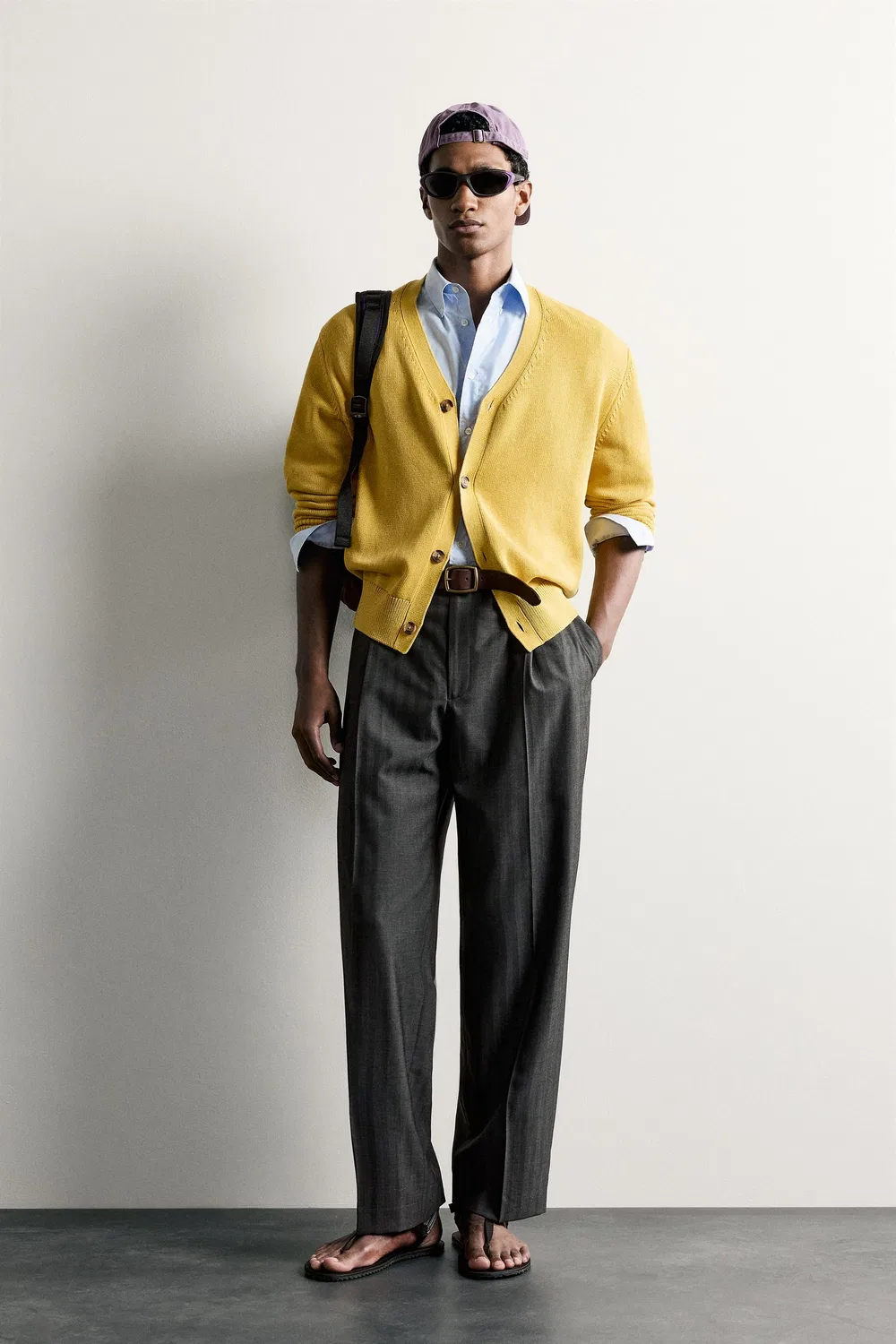 Полосатые плесенья свободного кройа брюки ZARA, Grey