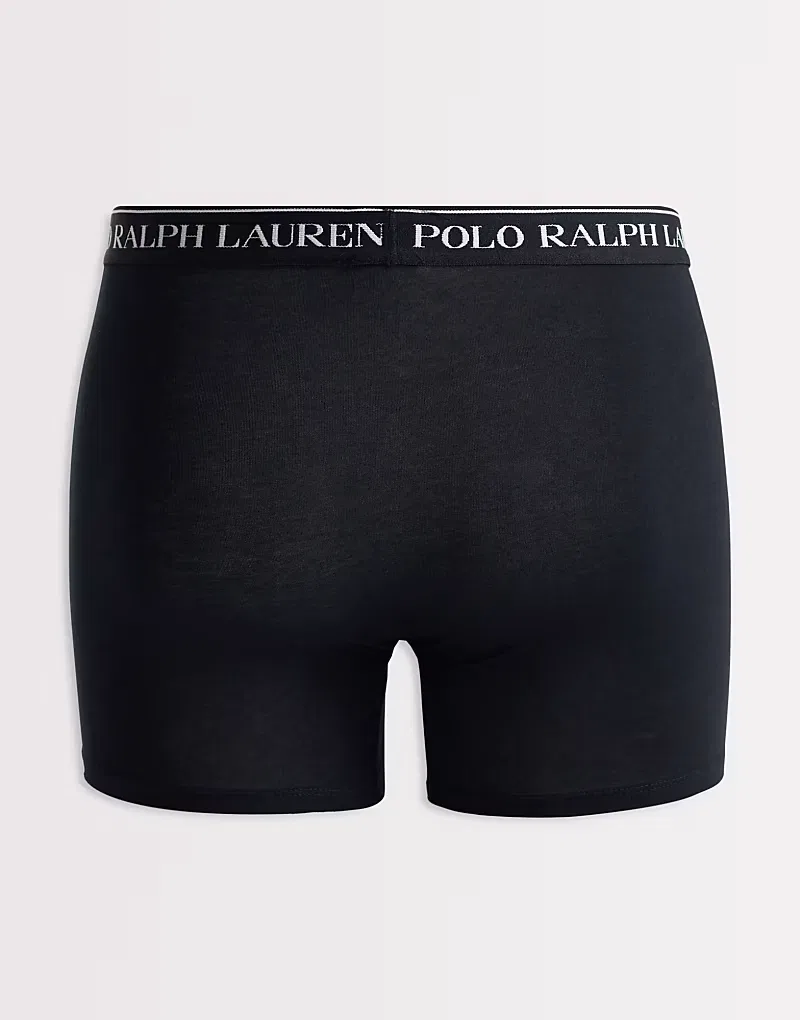Боксеры-брифы хлопковые стретч 3 шт Polo Ralph Lauren, черный/серый/белый — фото 3