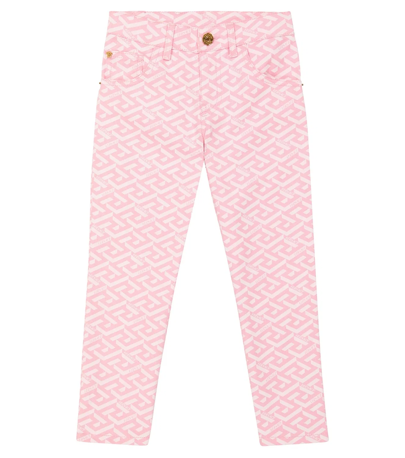 Джинсы с принтом La Greca Versace Kids, розовый