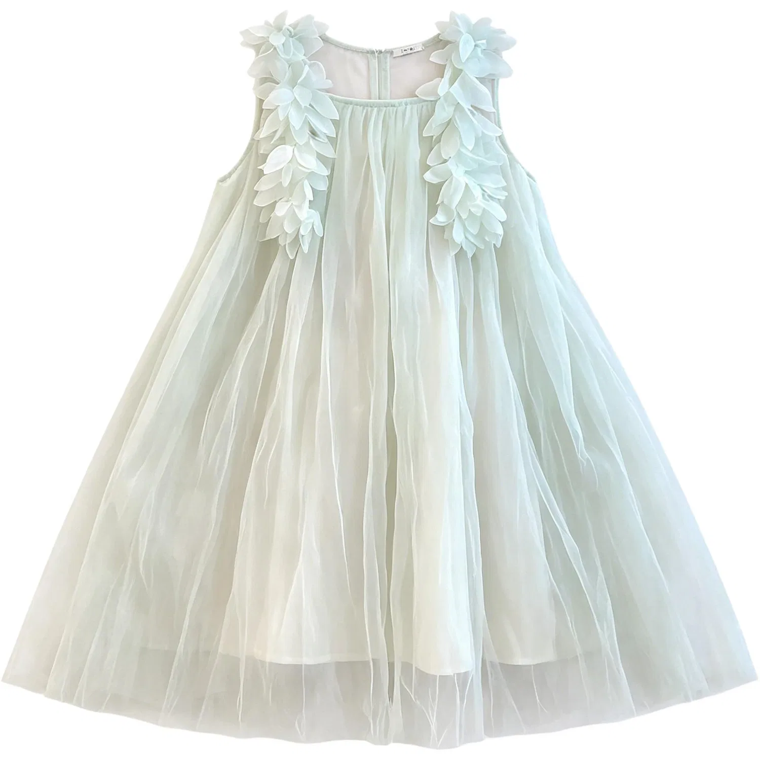 Детское платье для девочек с открытыми плечами, Light Green, YALU