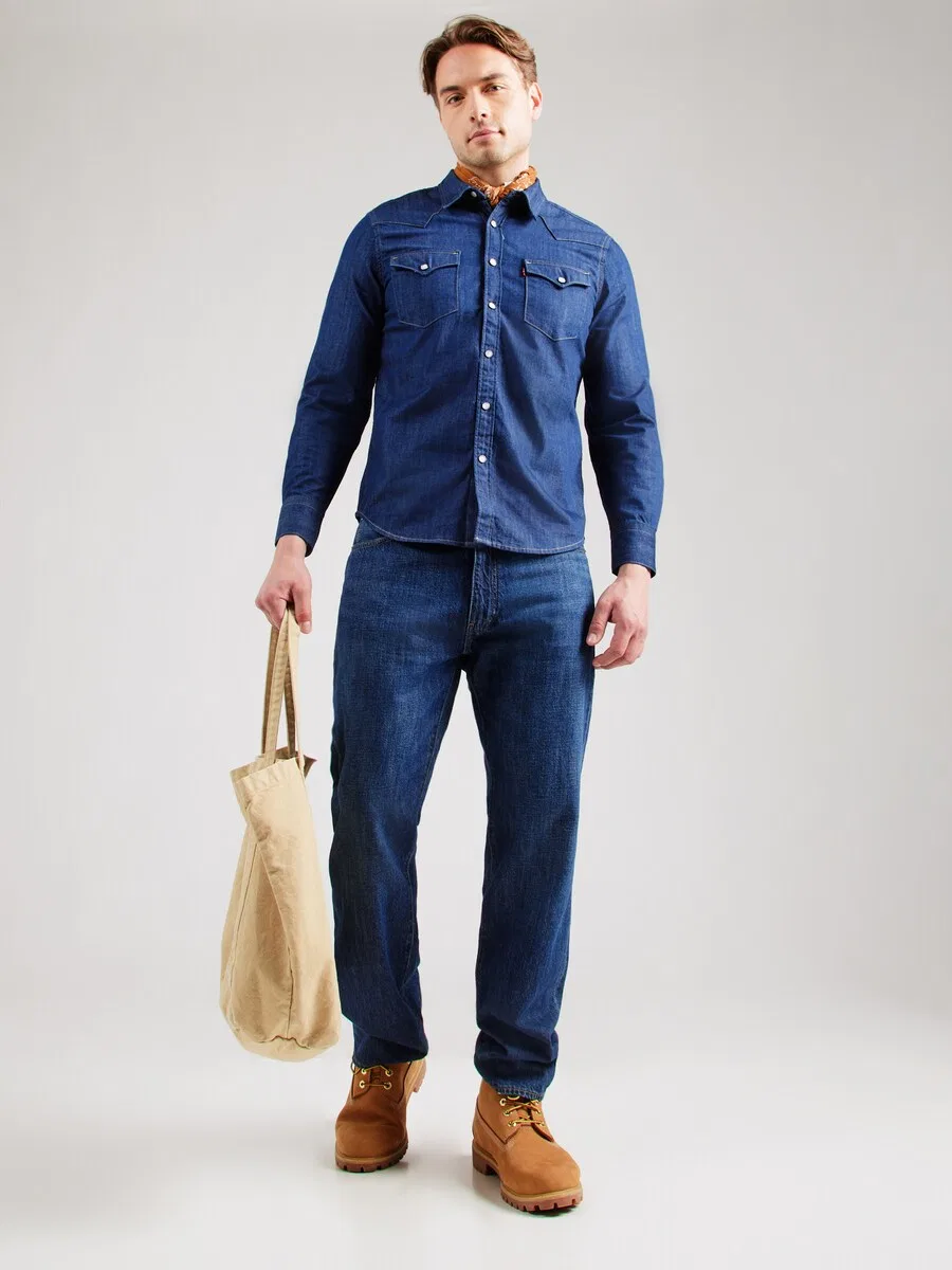 Рубашка LEVI'S Regular fit Button Up Shirt 'Barstow Western Standard Fit Shirt', синий джинсовый материал — фото 4