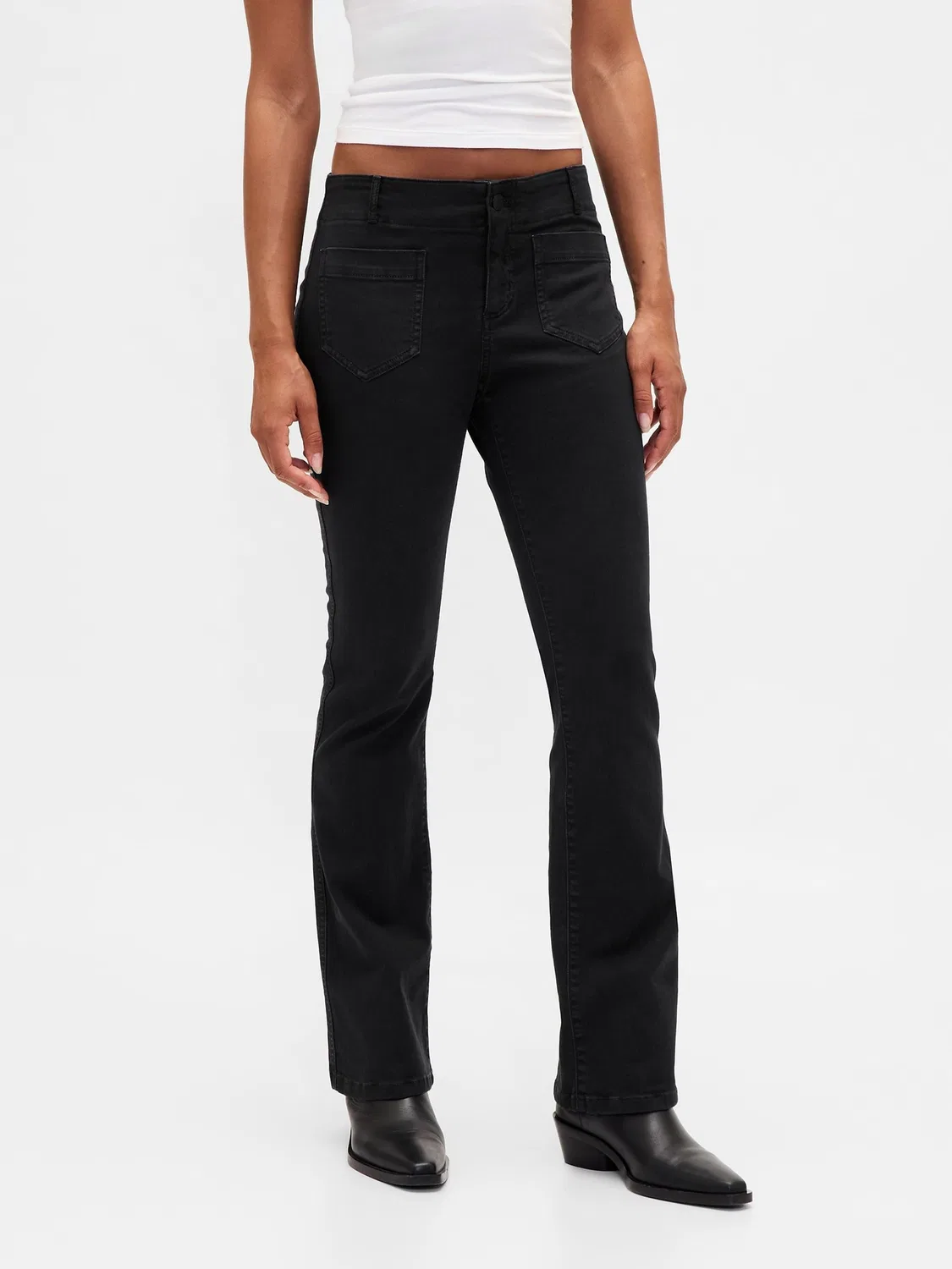 Брюки из коттона с эластаном, длинные и стройнящие Gap, черный