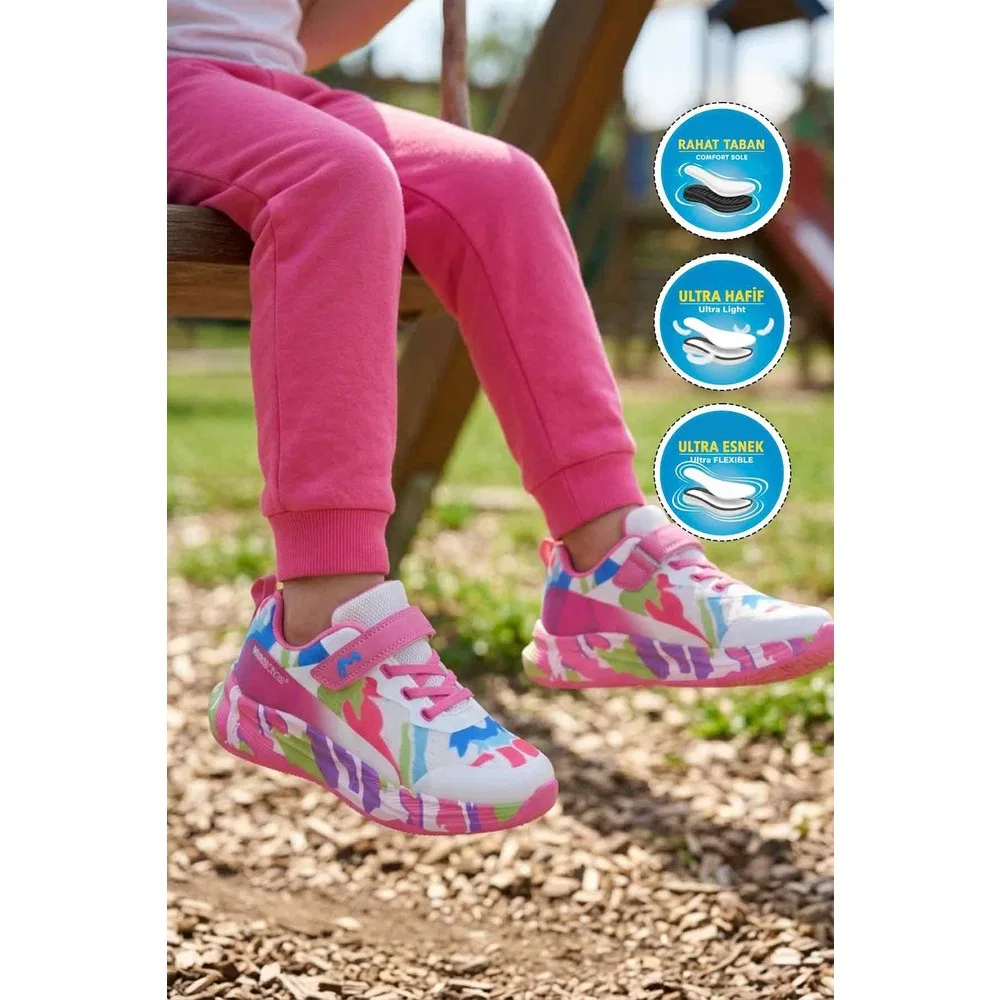 Детские спортивные кроссовки для девочек на липучках, белые Marco Kids