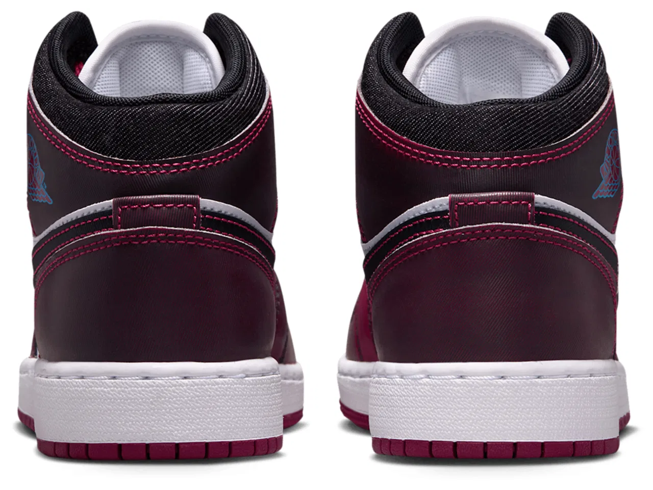 Детские кроссовки для девочек Jordan AJ 1 Mid, Black/Pink/White — фото 3