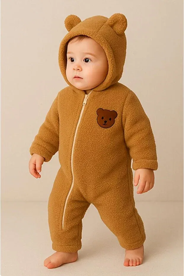 Детский комбинезон на молнии с капюшоном Teddy Bear Nevrankids, Brown